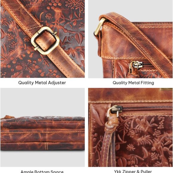 Real Genuine Leather Women's Crossbody Purse/Bag With Adjustable Strap - Picture 7 of 7